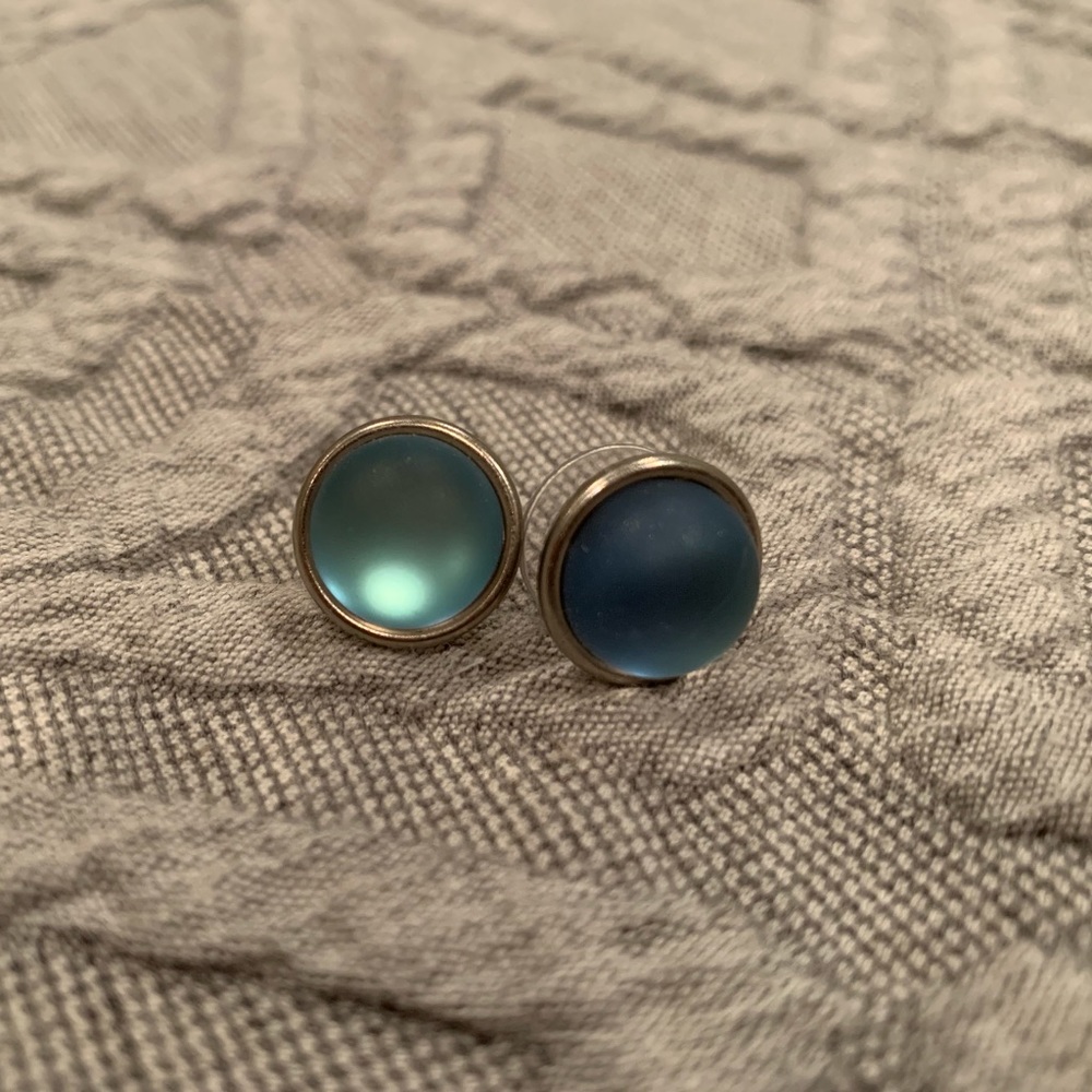 Blue stone stud earrings